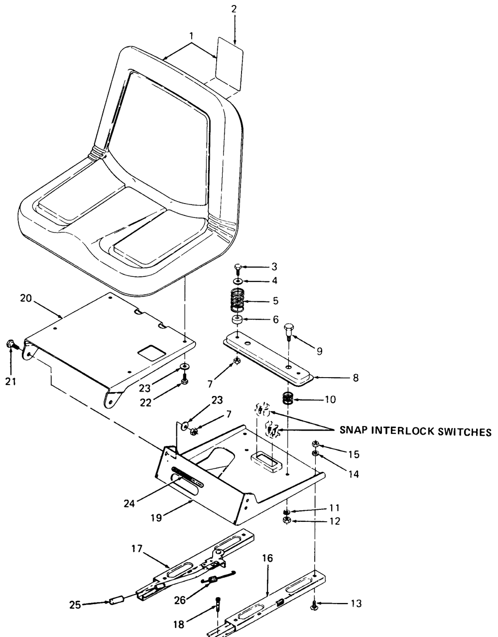 Seat And Track Assembly Diagram and Parts List for 1861 821060-836000-140671100-142663100 Cub Cadet Lawn Tractor